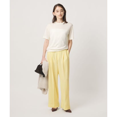 ポリエステル 2タック ワイドパンツ ‐吸水速乾 帯電防止 接触冷感‐ （YELLOW）｜詳細画像