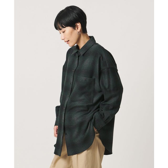 ＜SACRA＞オンブレチェック シャツ （DK.GREEN）