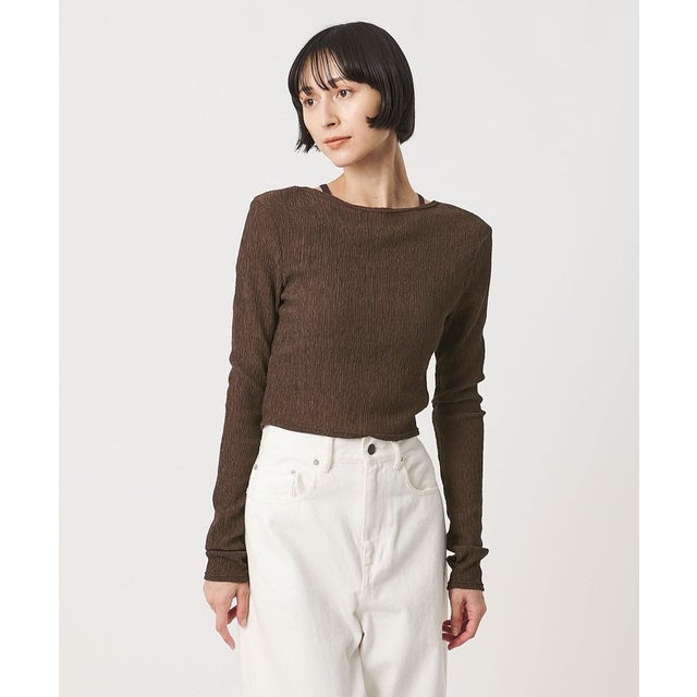 ＜TO UNITED ARROWS＞プリーツ ロングスリーブ カットソー （MD.BROWN）