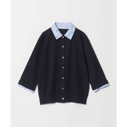 4WAY エンブロイダリー シャツ コンビ ニット ‐ウォッシャブル‐ （DK.GRAY）｜詳細画像