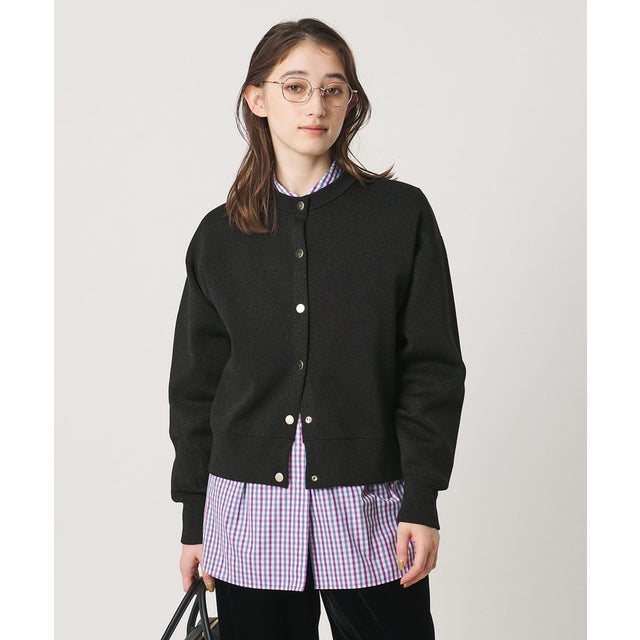 ラメ ジャガード カーディガン ‐ウォッシャブル‐ （BLACK）