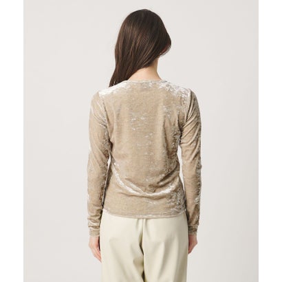 ベロア クルーネック ロングスリーブ Tシャツ （BEIGE）｜詳細画像