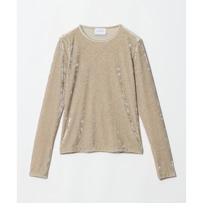 ベロア クルーネック ロングスリーブ Tシャツ （BEIGE）｜詳細画像