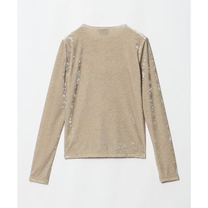 ベロア クルーネック ロングスリーブ Tシャツ （BEIGE）｜詳細画像