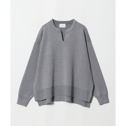 ラメ ジャガード スキッパー ニット ‐ウォッシャブル‐ （DK.GRAY）｜詳細画像