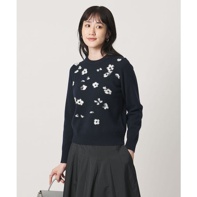 フラワー ジャガード ニット （NAVY）