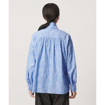 ストライプ フラワー ジャガード ボウタイ ブラウス （OFF WHITE）｜詳細画像