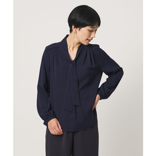 ジョーゼット ボウタイ ブラウス （NAVY）