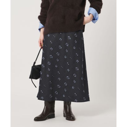 サテン フラワー ジャガード スカート ‐ウォッシャブル‐ （NAVY）｜詳細画像