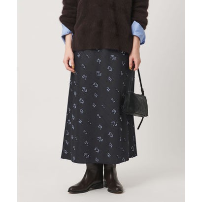 サテン フラワー ジャガード スカート ‐ウォッシャブル‐ （NAVY）｜詳細画像