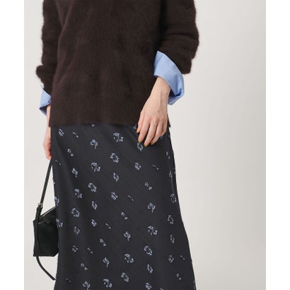 サテン フラワー ジャガード スカート ‐ウォッシャブル‐ （NAVY）｜詳細画像