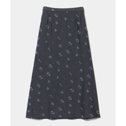 サテン フラワー ジャガード スカート ‐ウォッシャブル‐ （NAVY）｜詳細画像