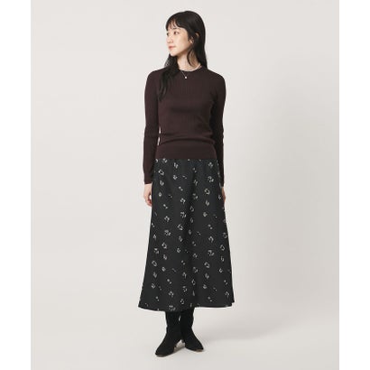サテン フラワー ジャガード スカート ‐ウォッシャブル‐ （NAVY）｜詳細画像
