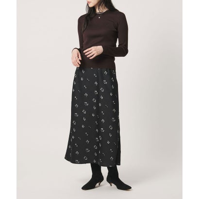 サテン フラワー ジャガード スカート ‐ウォッシャブル‐ （NAVY）｜詳細画像