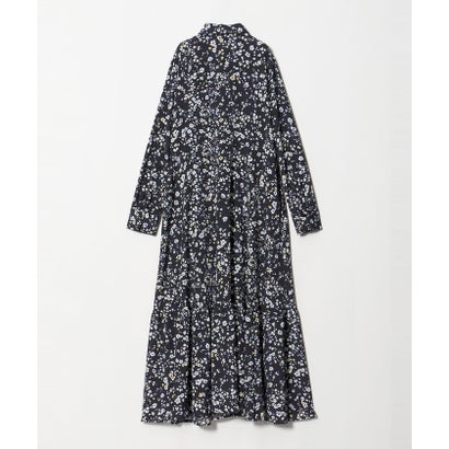 チェック フラワー プリント ワンピース （NAVY）｜詳細画像