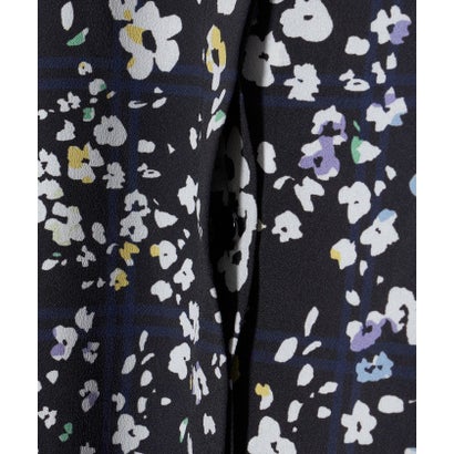 チェック フラワー プリント ワンピース （NAVY）｜詳細画像