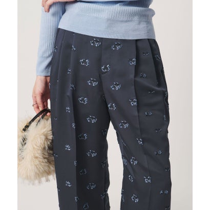 サテン フラワー ジャガード パンツ ‐ウォッシャブル‐ （OFF WHITE）｜詳細画像