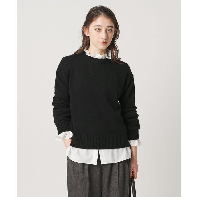 カシミヤ クルーネック ニット （BLACK）