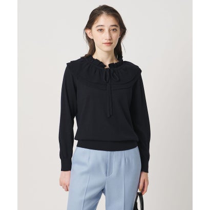 ウール ダブルフリル ニット （NAVY）｜詳細画像