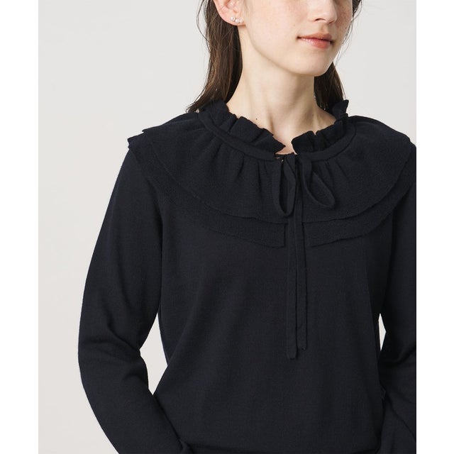 ウール ダブルフリル ニット （NAVY）