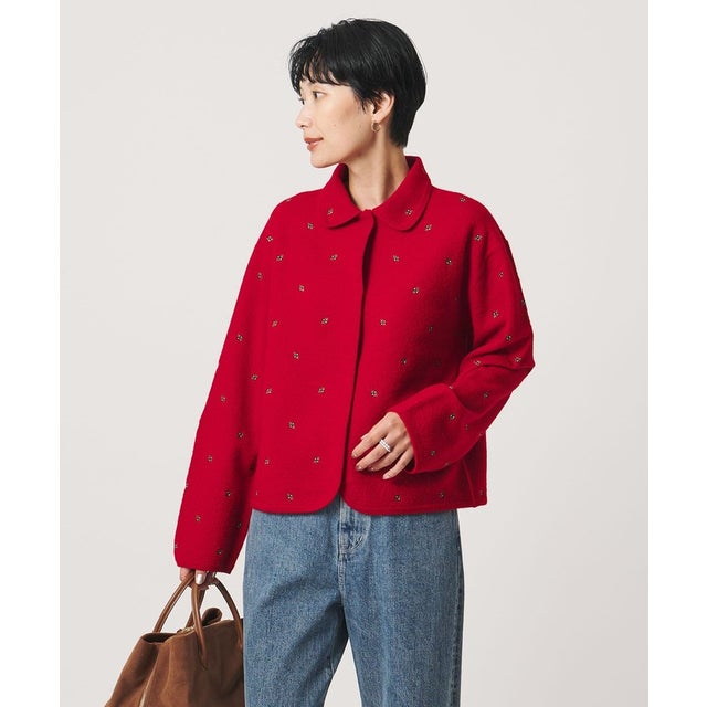 エンブロイダリー ニット カーディガン （RED）