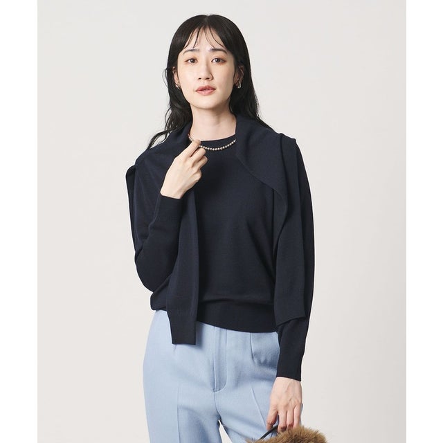 フルニードル クルーネック ニット （NAVY）