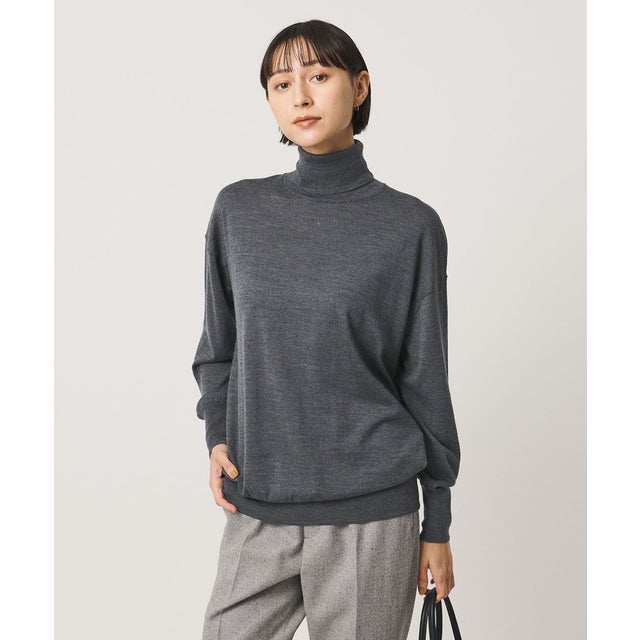 18G ウール タートルネック ニット ‐ウォッシャブル‐ （DK.GRAY）