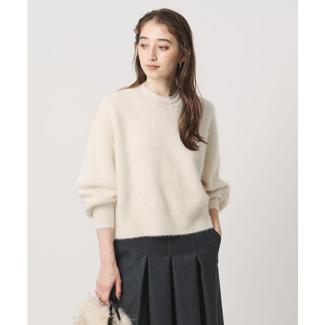 フォックスカシミヤ クルーネック ショート ニット （OFF WHITE）