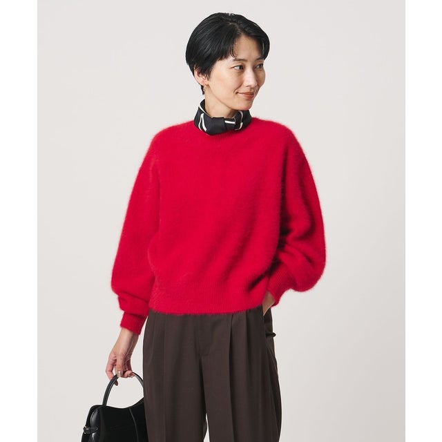 フォックスカシミヤ クルーネック ショート ニット （RED）