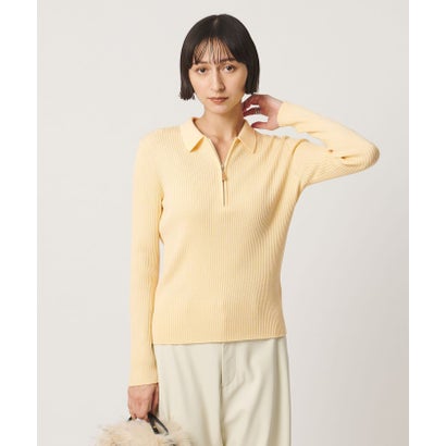ウール リブ ジップ ポロニット （YELLOW）｜詳細画像