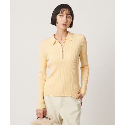 ウール リブ ジップ ポロニット （YELLOW）｜詳細画像