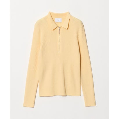 ウール リブ ジップ ポロニット （YELLOW）｜詳細画像