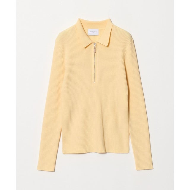 ウール リブ ジップ ポロニット （YELLOW）