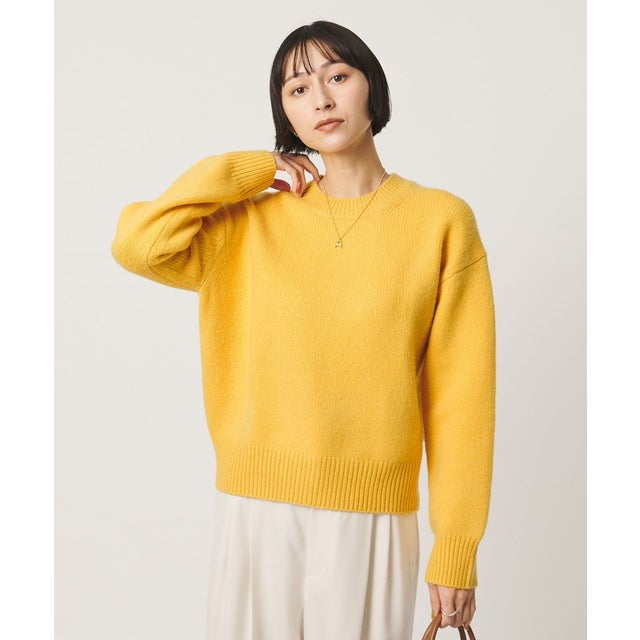 5G カシミヤ ウール クルーネック ニット （YELLOW）