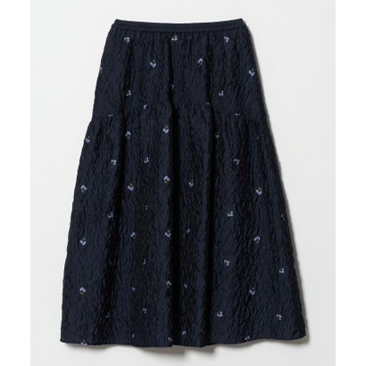 フクレ フラワー ジャガード スカート （NAVY）｜詳細画像