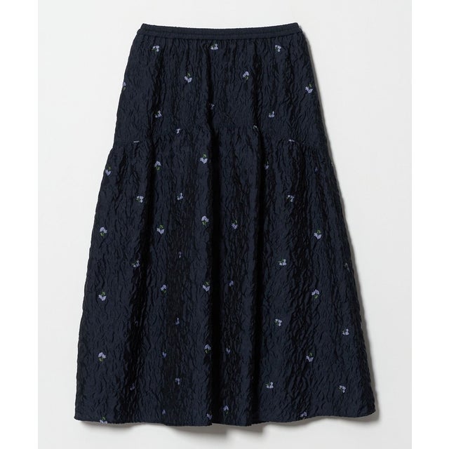 フクレ フラワー ジャガード スカート （NAVY）