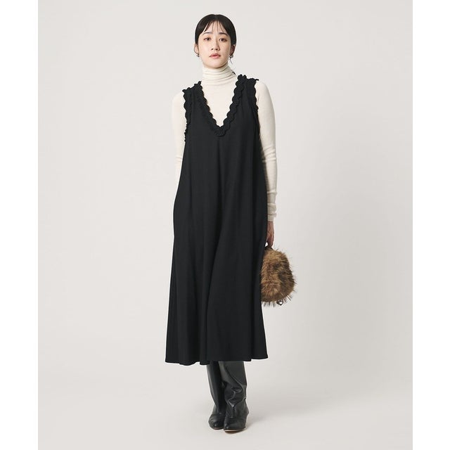 タック フリル ジャンパースカート （BLACK）