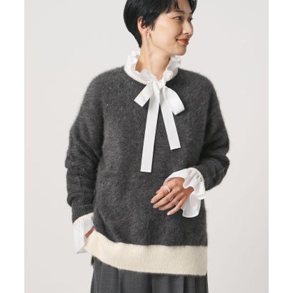 ユナイテッドアローズ UNITED ARROWS フォックスカシミヤ スパンコール クルーネック ニット （DK.GRAY）｜詳細画像