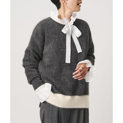 ユナイテッドアローズ UNITED ARROWS フォックスカシミヤ スパンコール クルーネック ニット （LT.PINK）｜詳細画像