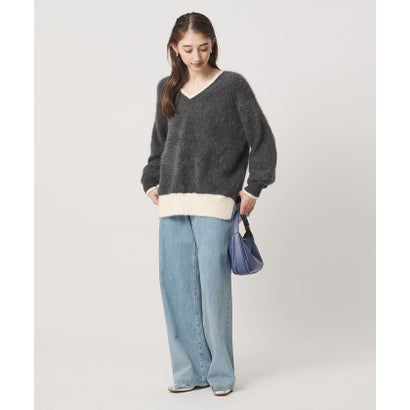ユナイテッドアローズ UNITED ARROWS フォックスカシミヤ スパンコール Vネック ニット （DK.GRAY）｜詳細画像