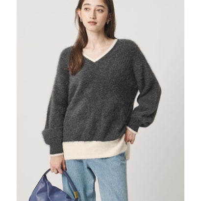 ユナイテッドアローズ UNITED ARROWS フォックスカシミヤ スパンコール Vネック ニット （DK.GRAY）｜詳細画像