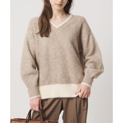 ユナイテッドアローズ UNITED ARROWS フォックスカシミヤ スパンコール Vネック ニット （LT.PINK）｜詳細画像
