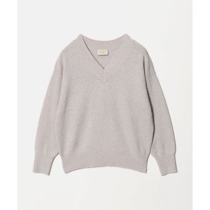 ユナイテッドアローズ UNITED ARROWS フォックス ウール ラメ Vネック ニット （LT.GRAY）｜詳細画像