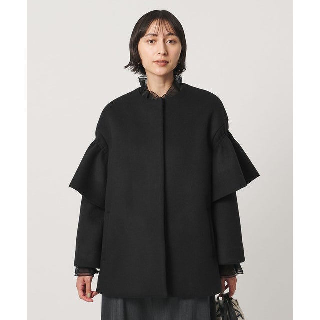 フリルスリーブ コート （BLACK）