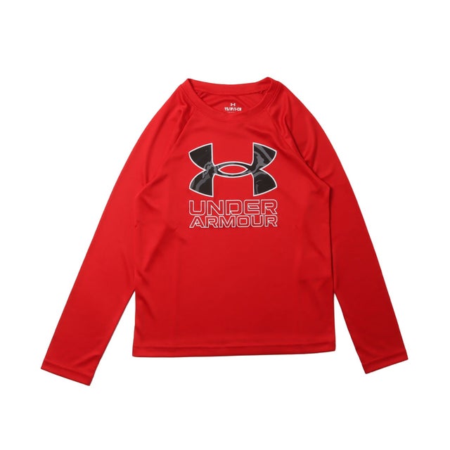 ジュニア 長袖Tシャツ UAテック ハイブリッド プリント フィル ロングスリーブ Tシャツ 1380470 （Red /  / White）