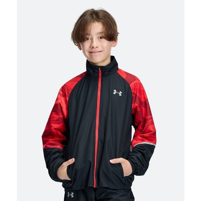 /キッズ/UA TRICOT PRINT WOVEN FULL-ZIP JACKET （Black / Red /）