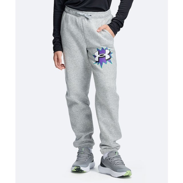 /キッズ/UA RIVAL FLEECE GRAPHIC JOGGER PANTS （Mod Gray Light Heather /  / White）