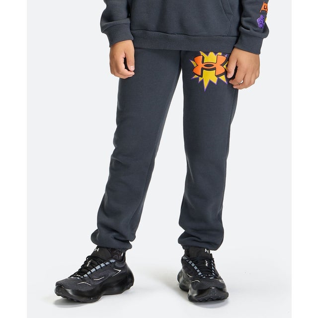 /キッズ/UA RIVAL FLEECE GRAPHIC JOGGER PANTS （Anthracite /  / Outrageous Orange）