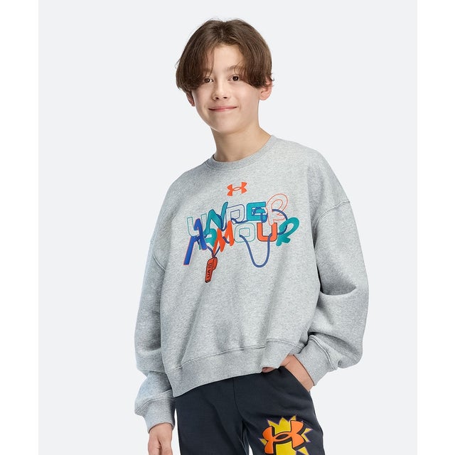 /キッズ/UA RIVAL FLEECE GRAPHIC CREW （Mod Gray Light Heather /  /）
