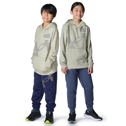 アンダーアーマー UNDER ARMOUR アンダーアーマー/キッズ/UA TECH TERRY SUPER BIG LOGO HOODIE （Khaki Base / Midnight Navy / White）｜詳細画像